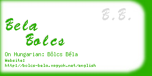 bela bolcs business card
